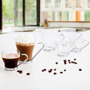 Satz von Kaffeetassen Quid Durchsichtig Stahl Glas (110 ml) (3 Stück)