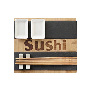 Sushi-Set DKD Home Decor natürlich Schwarz Tafel Bambus (25 x 22 x 3 cm)