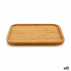 Tablett für Snacks karriert Braun Bambus 25 x 1,5 x 25 cm (12 Stück)