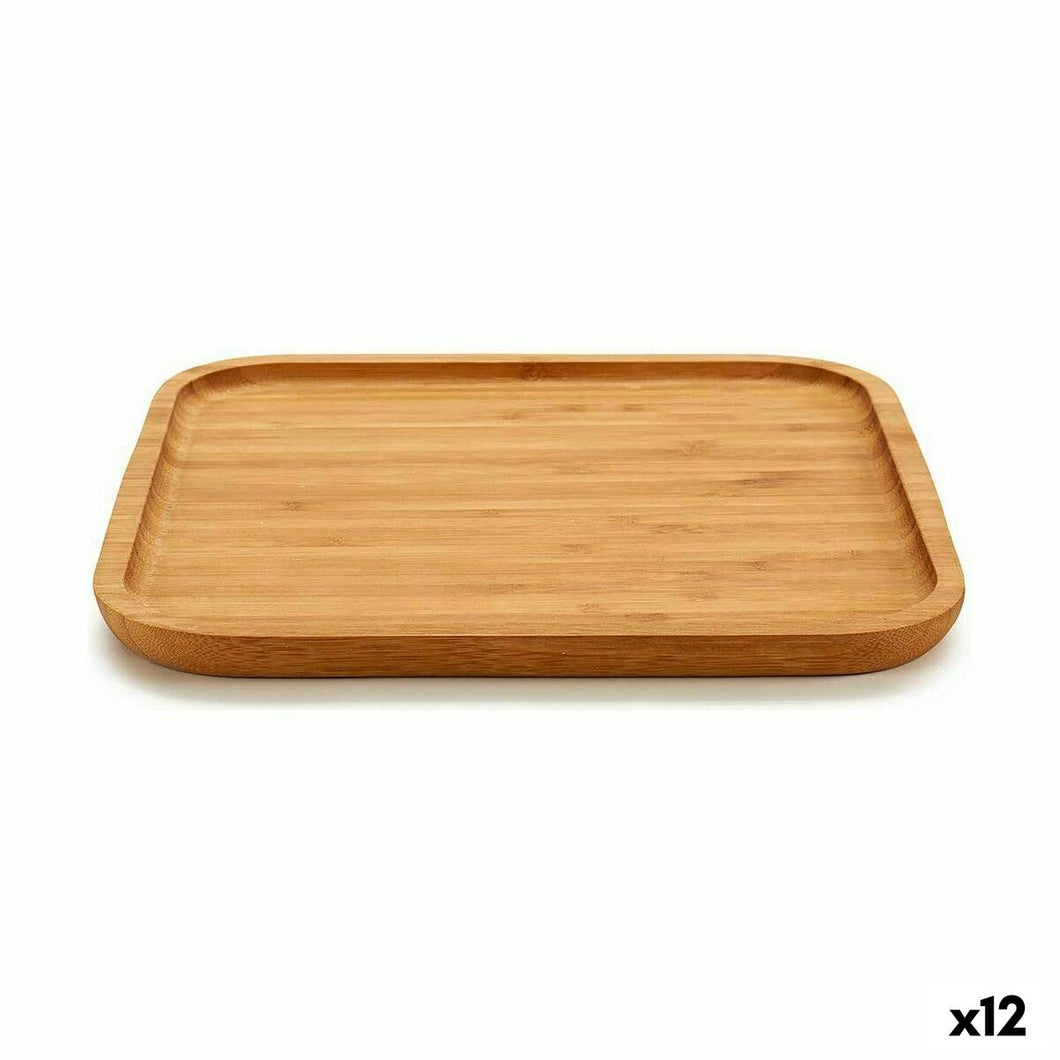 Tablett für Snacks karriert Braun Bambus 25 x 1,5 x 25 cm (12 Stück)