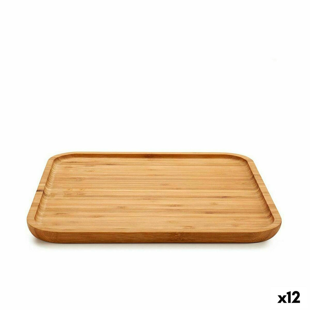 Tablett für Snacks karriert Braun Bambus 30 x 1,5 x 30 cm (12 Stück)
